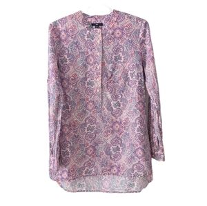 Gap paisley shirt top buttons cotton pink Small T3